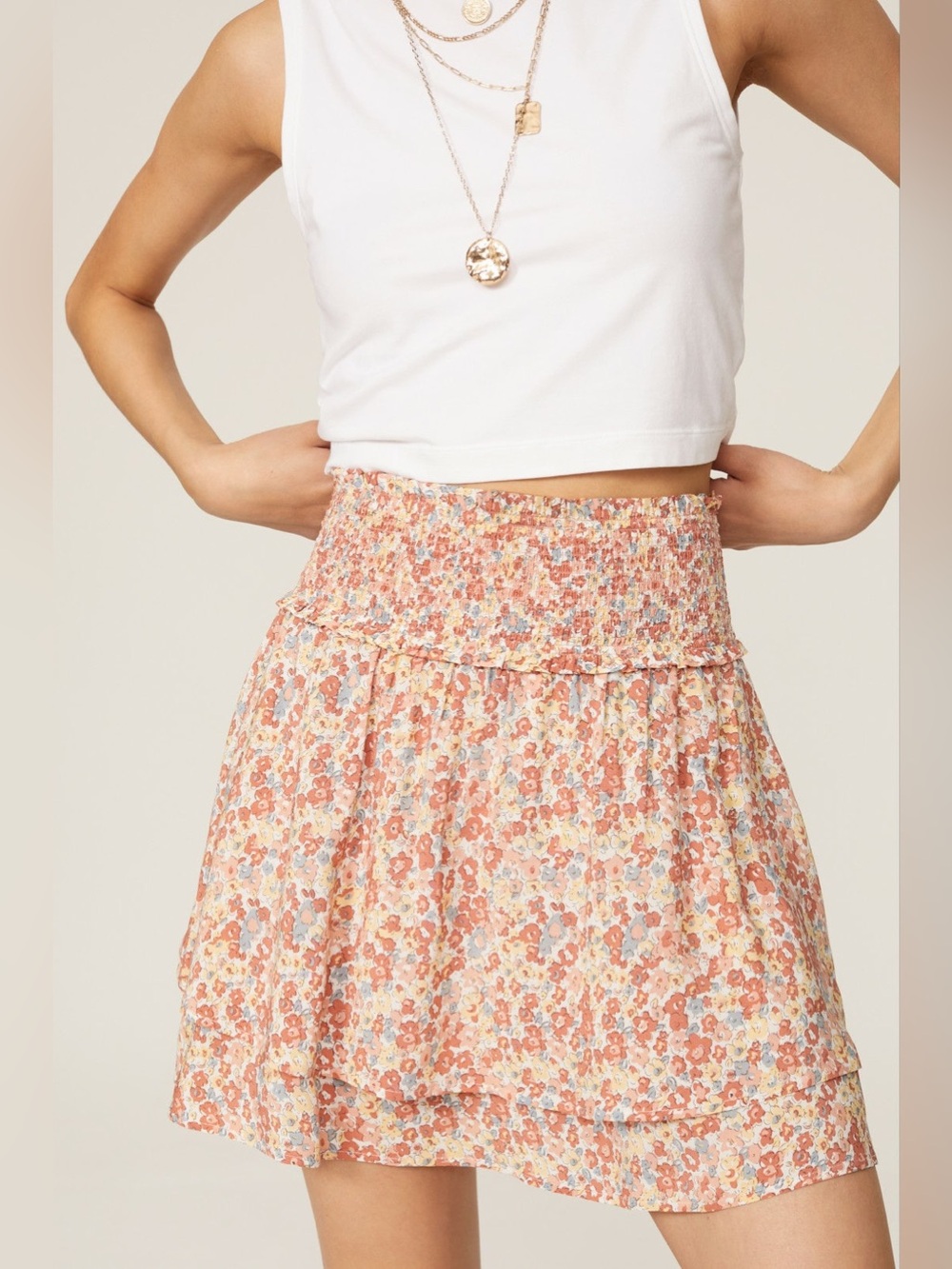Rails Orange Yellow Addison Wildflower Floral Mini Skirt Romantic Small